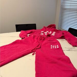 Fashion Nova Bright Pink Hoodie and Joggers Set